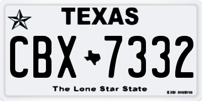 TX license plate CBX7332