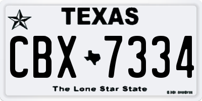 TX license plate CBX7334