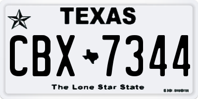 TX license plate CBX7344