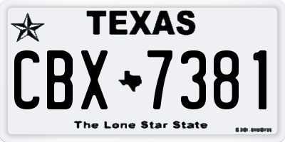 TX license plate CBX7381