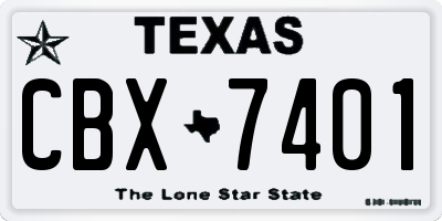 TX license plate CBX7401