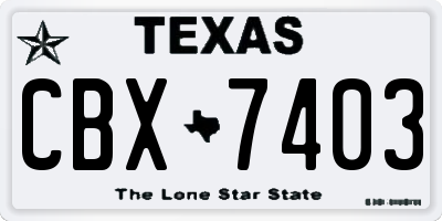 TX license plate CBX7403
