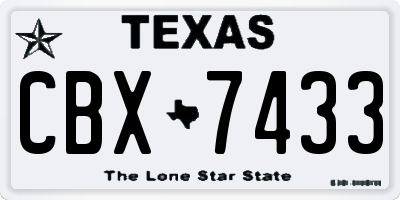 TX license plate CBX7433