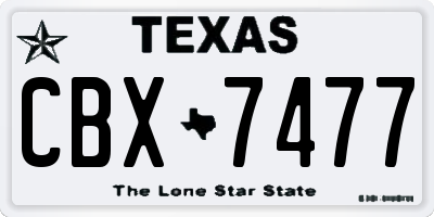 TX license plate CBX7477