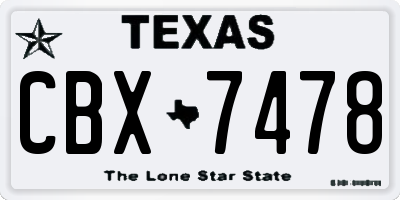 TX license plate CBX7478