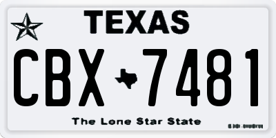 TX license plate CBX7481