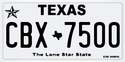TX license plate CBX7500
