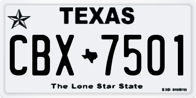 TX license plate CBX7501