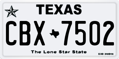 TX license plate CBX7502