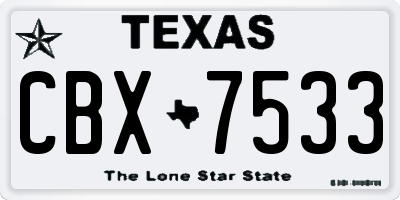 TX license plate CBX7533