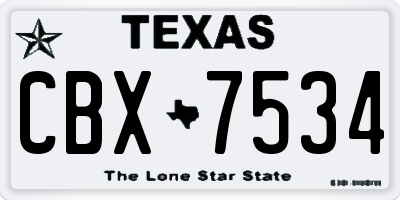 TX license plate CBX7534