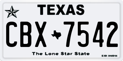 TX license plate CBX7542