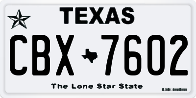TX license plate CBX7602