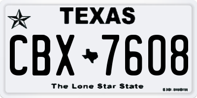 TX license plate CBX7608