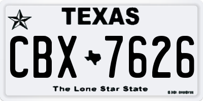 TX license plate CBX7626