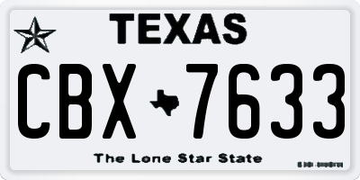 TX license plate CBX7633