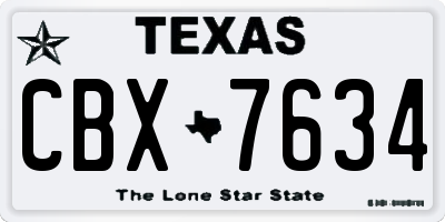 TX license plate CBX7634