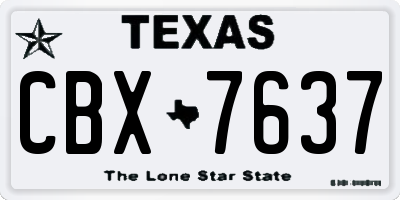 TX license plate CBX7637