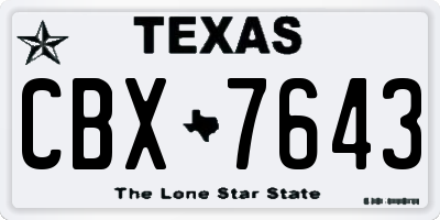 TX license plate CBX7643