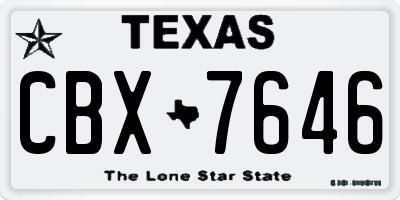 TX license plate CBX7646