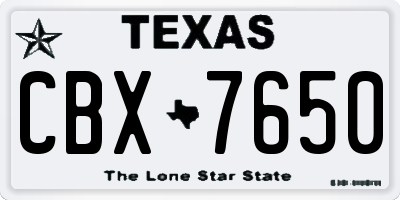 TX license plate CBX7650