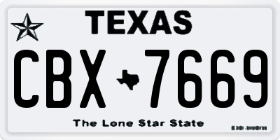 TX license plate CBX7669