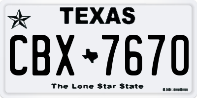 TX license plate CBX7670