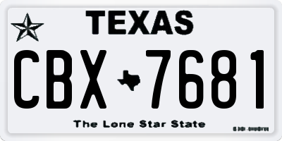 TX license plate CBX7681