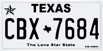 TX license plate CBX7684