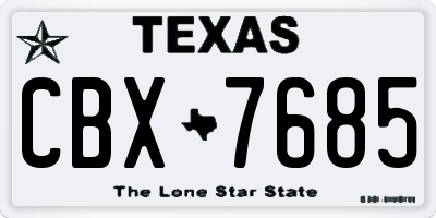TX license plate CBX7685