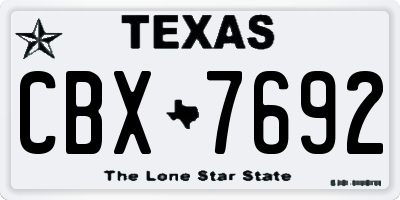 TX license plate CBX7692