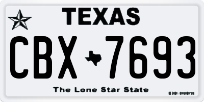 TX license plate CBX7693