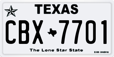 TX license plate CBX7701