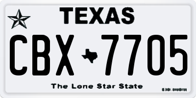 TX license plate CBX7705