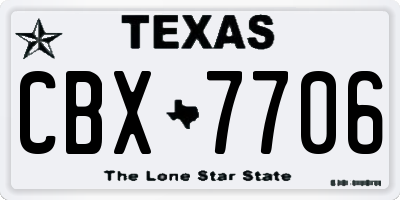 TX license plate CBX7706