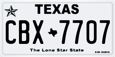 TX license plate CBX7707