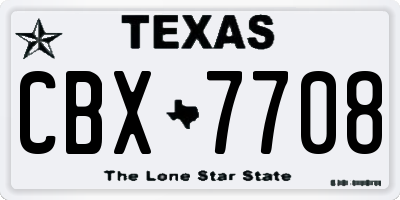 TX license plate CBX7708
