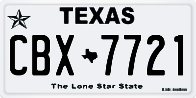 TX license plate CBX7721