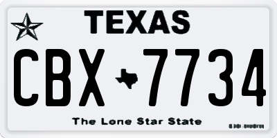 TX license plate CBX7734