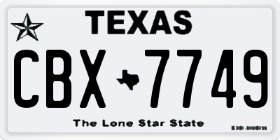 TX license plate CBX7749