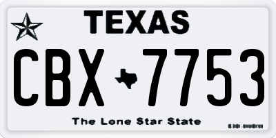 TX license plate CBX7753