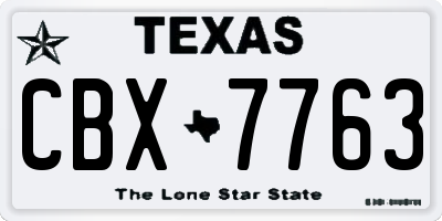 TX license plate CBX7763