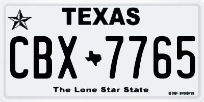 TX license plate CBX7765