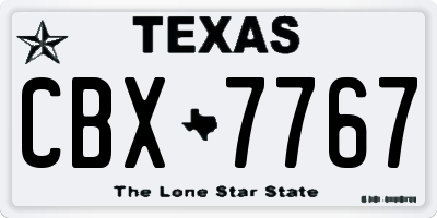 TX license plate CBX7767