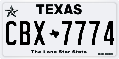 TX license plate CBX7774