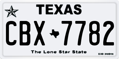 TX license plate CBX7782
