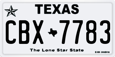 TX license plate CBX7783