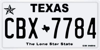 TX license plate CBX7784