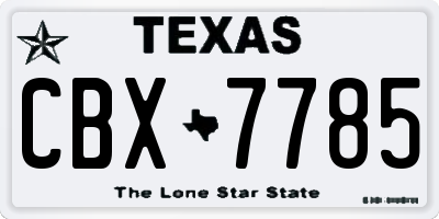 TX license plate CBX7785