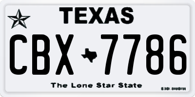 TX license plate CBX7786